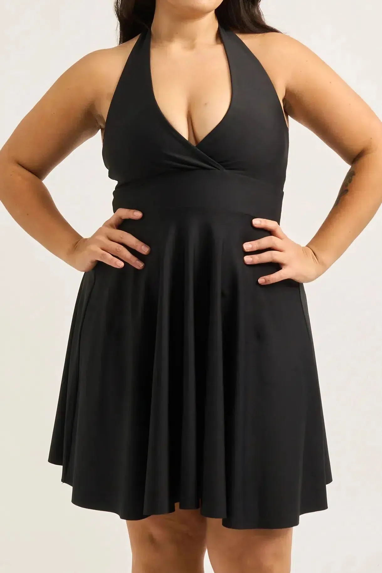 Performance Halter Comfort Crop Mini Dress - Black