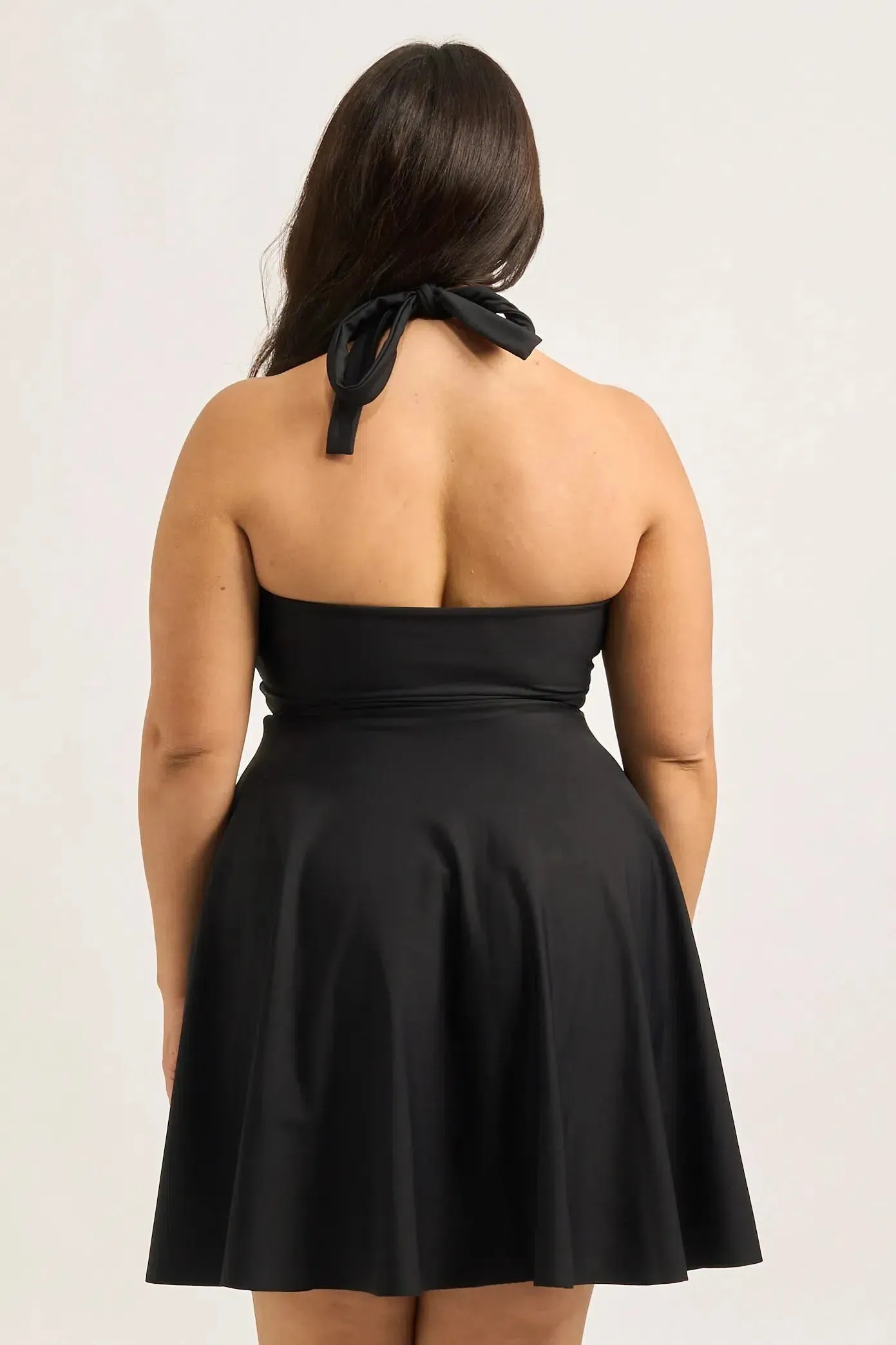 Performance Halter Comfort Crop Mini Dress - Black