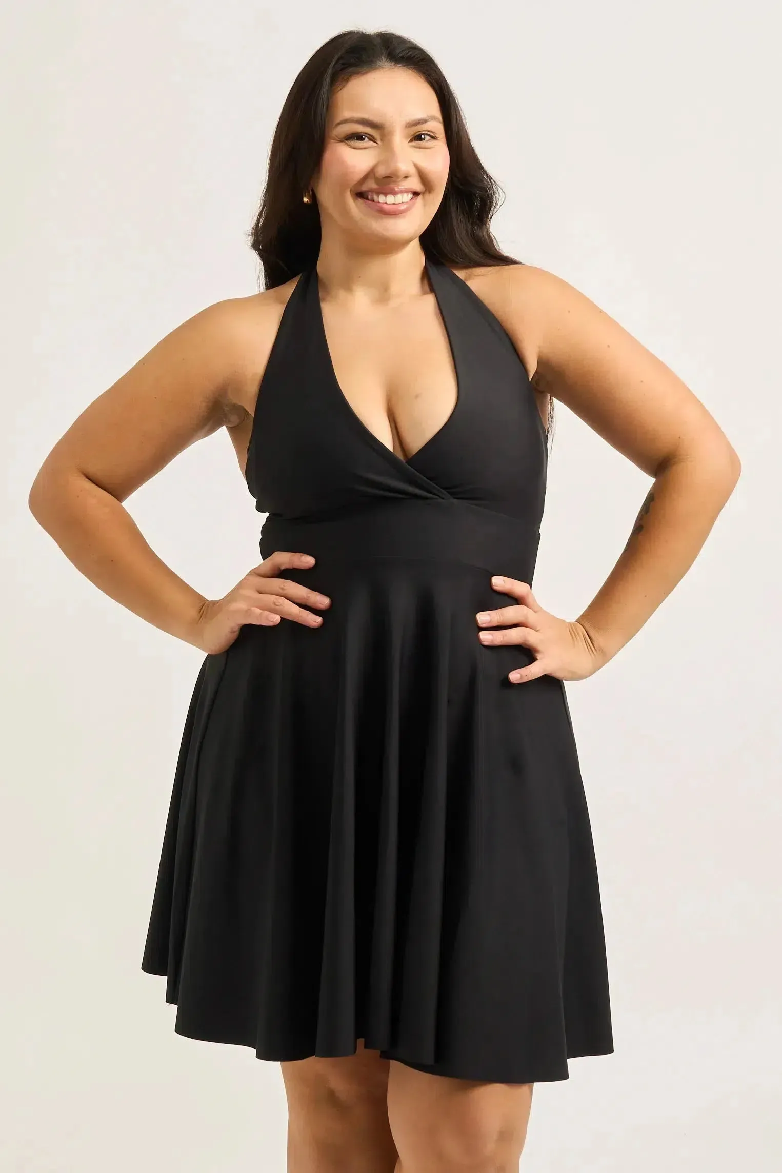Performance Halter Comfort Crop Mini Dress - Black