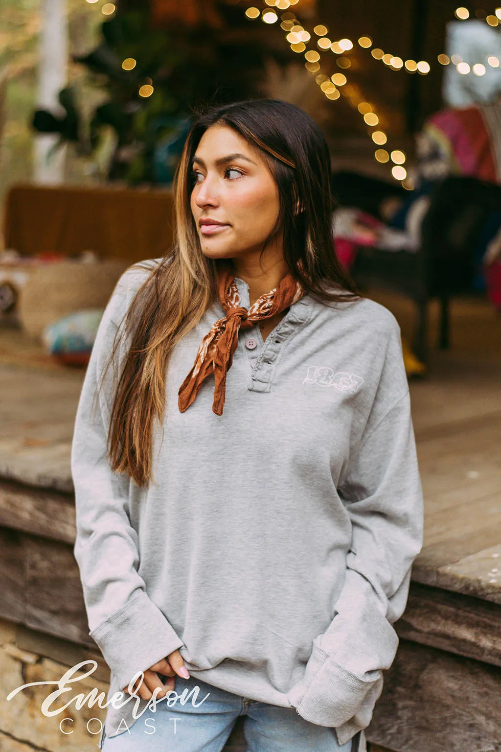 Pi Beta Phi Simple Long Sleeve Henley