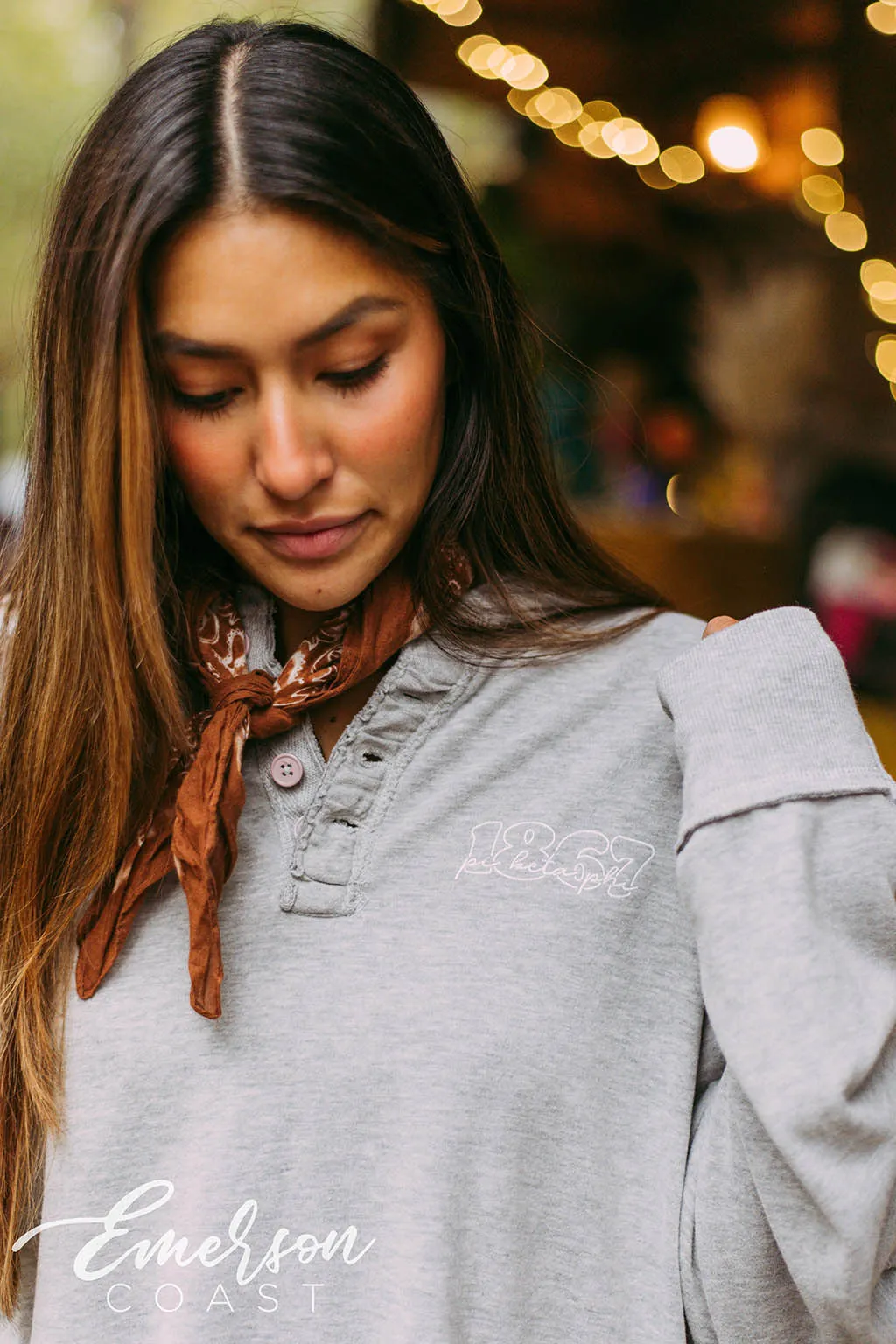 Pi Beta Phi Simple Long Sleeve Henley