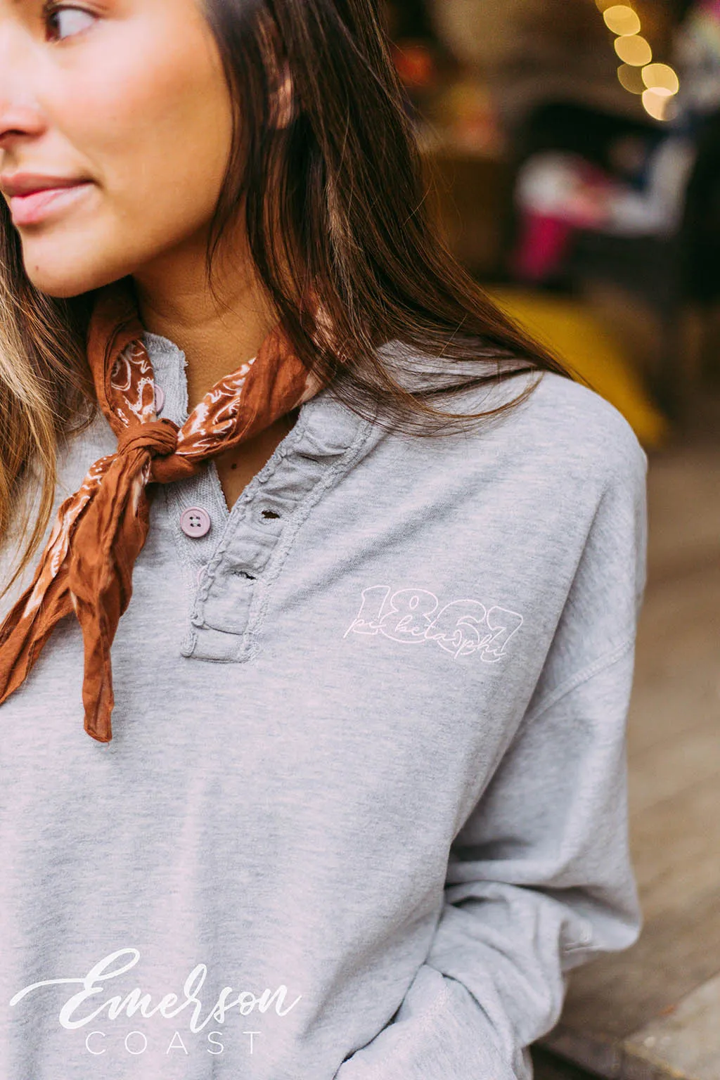 Pi Beta Phi Simple Long Sleeve Henley
