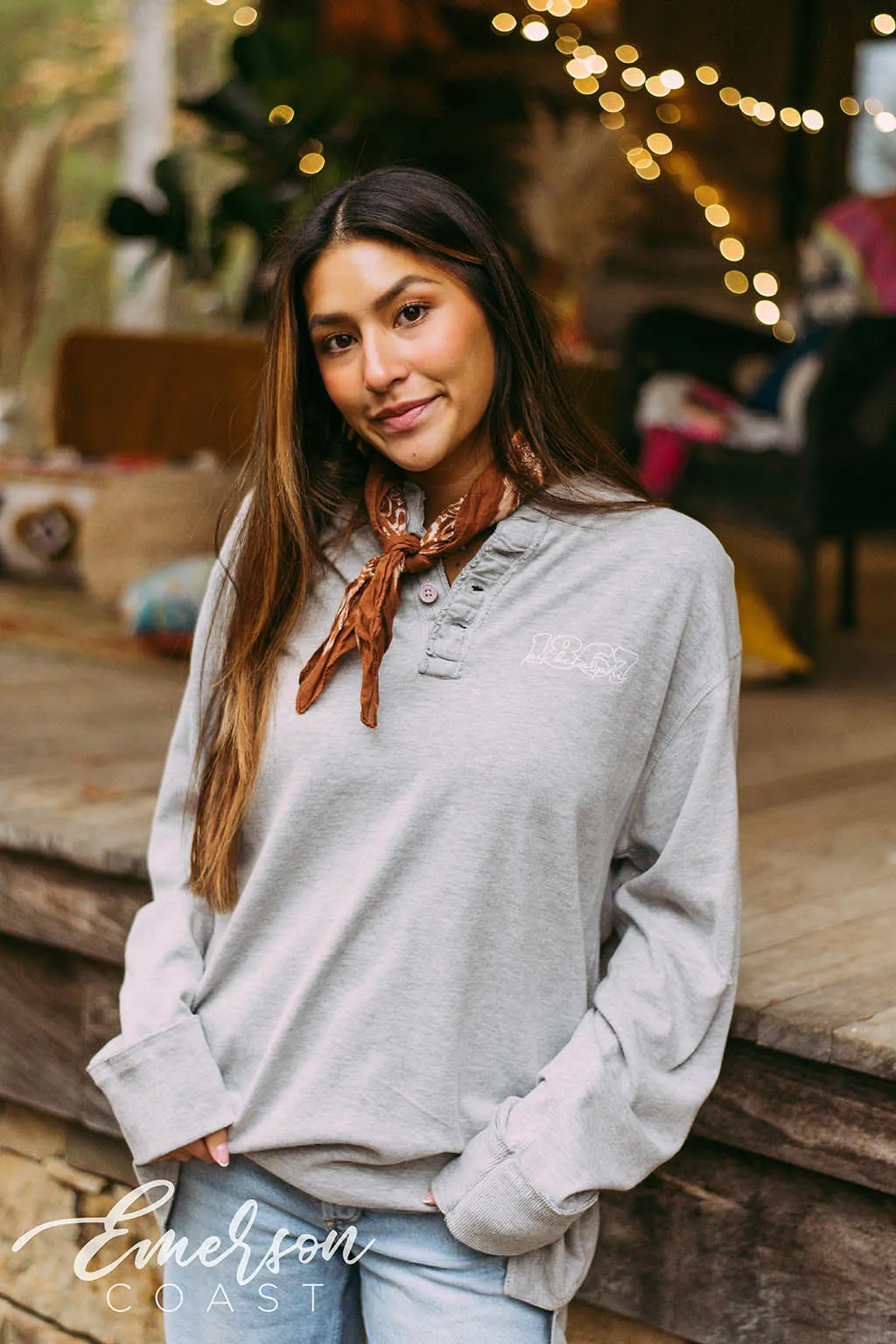 Pi Beta Phi Simple Long Sleeve Henley