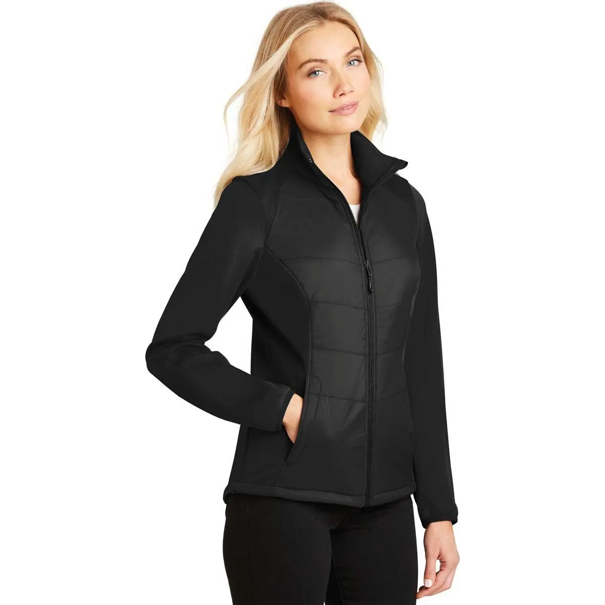 Port Authority Women's Deep Black Hybrid Soft Shell Jacket