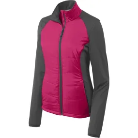 Port Authority Women's Pink Azalea/Grey Steel Hybrid Soft Shell Jacket
