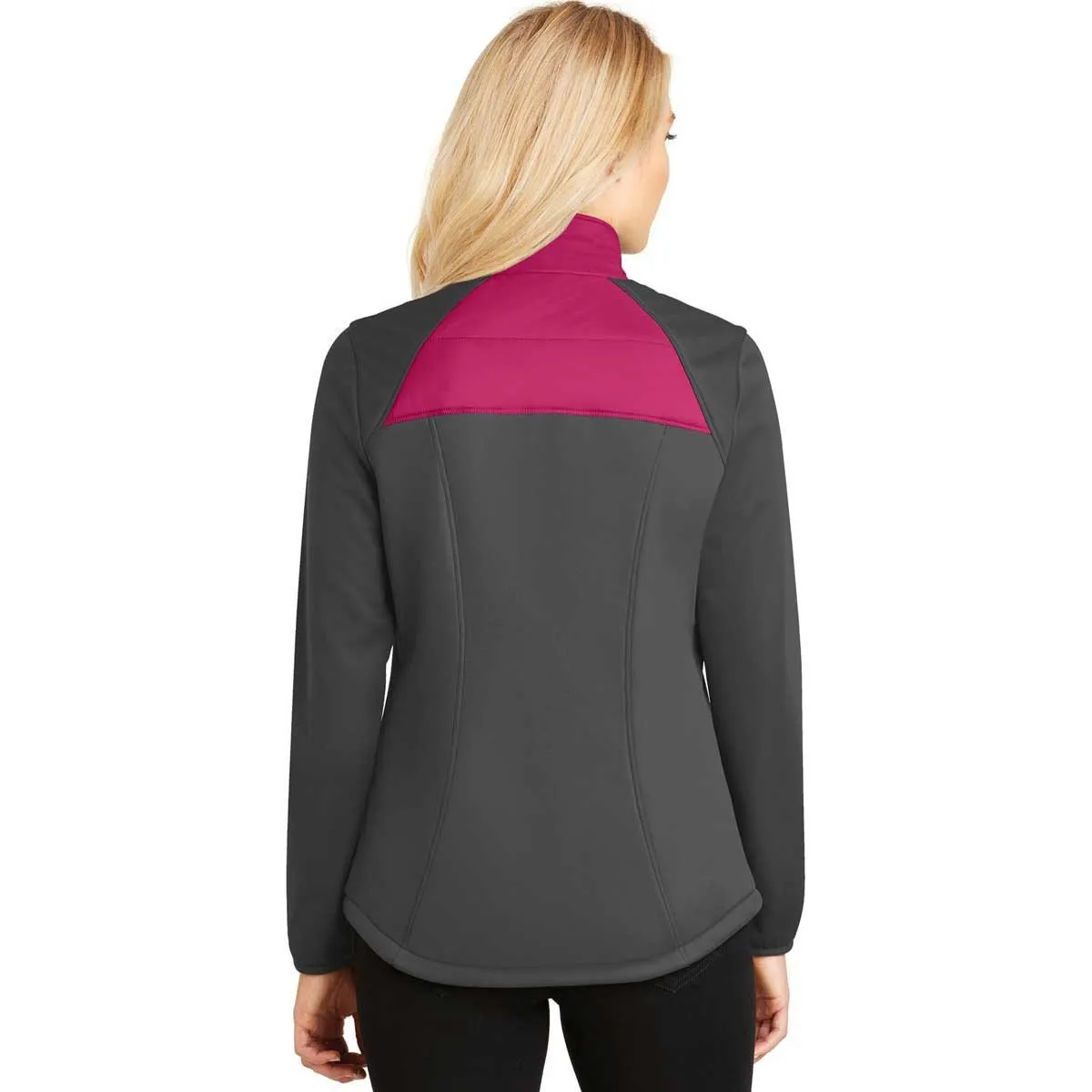 Port Authority Women's Pink Azalea/Grey Steel Hybrid Soft Shell Jacket