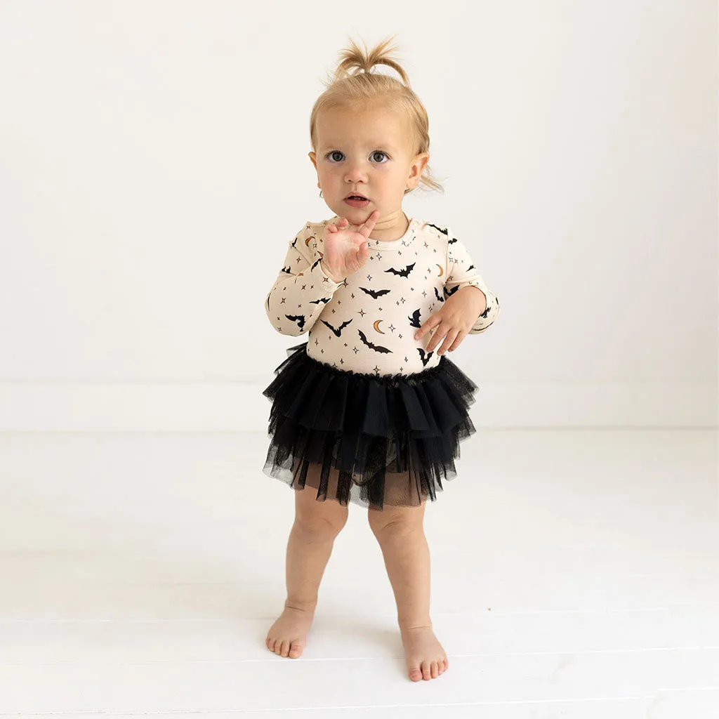 Posh Peanut Long Sleeve Tulle Skirt Bodysuit - Spooky Bats