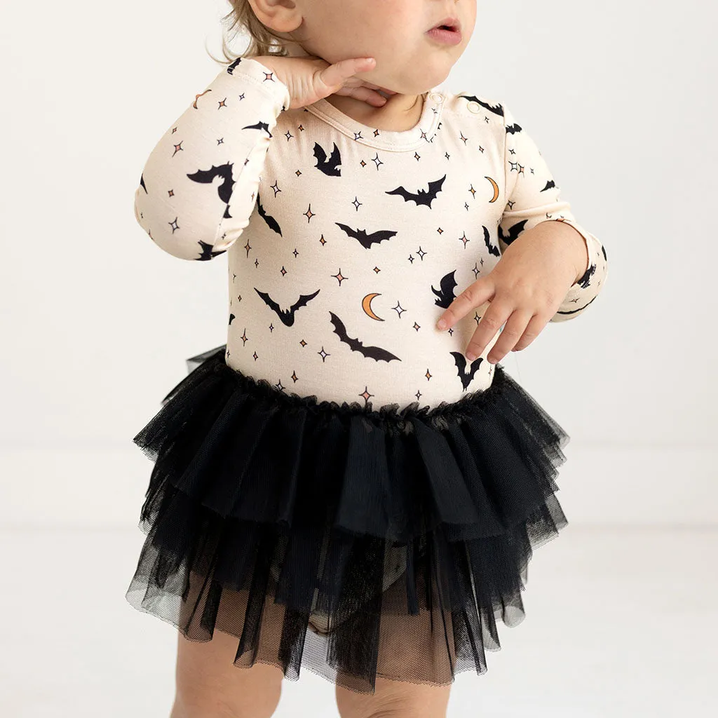 Posh Peanut Long Sleeve Tulle Skirt Bodysuit - Spooky Bats
