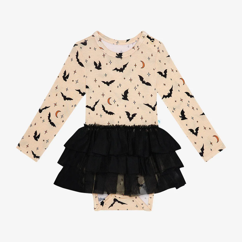 Posh Peanut Long Sleeve Tulle Skirt Bodysuit - Spooky Bats