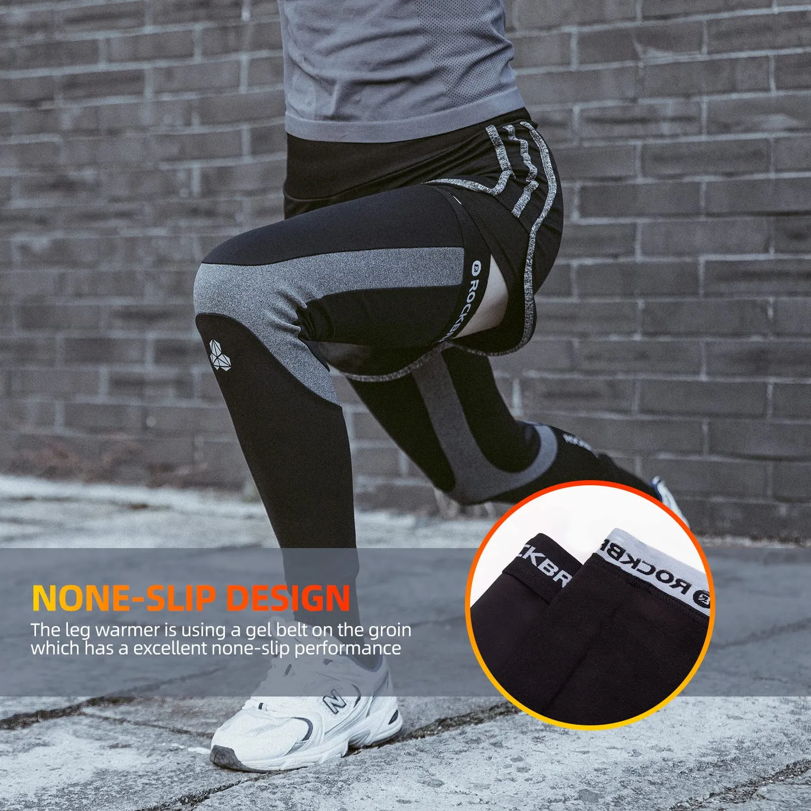 ROCKBROS Thermal Fleece Cycling Running Leg Warmers, Non-Slip Long Leg Sleeves for Winter