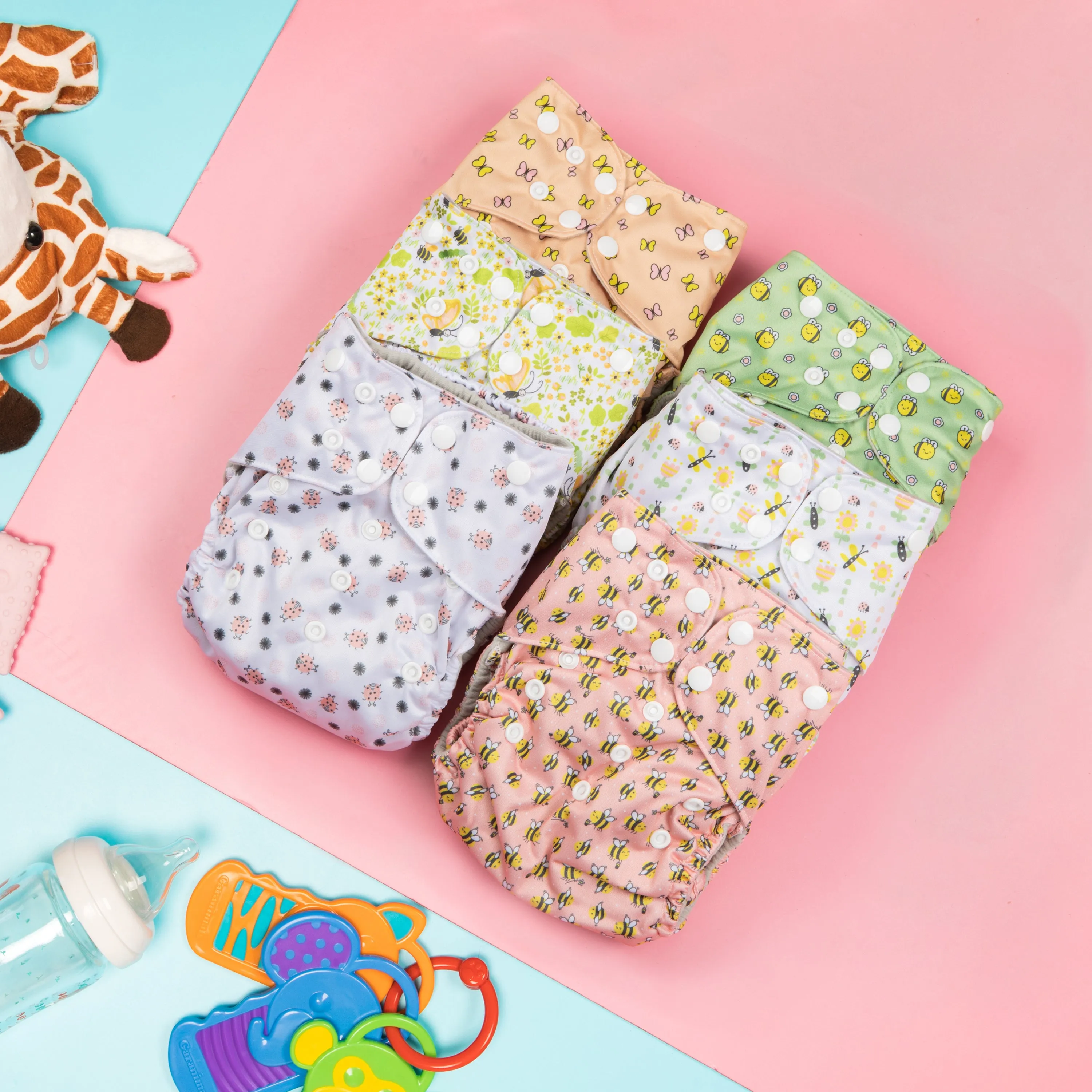 Simple Being Bugs Print Unisex Reusable Baby Cloth Diapers