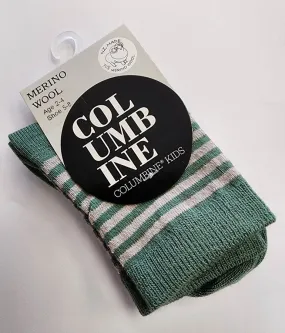 Stripe Merino Crew Socks - Green   Grey