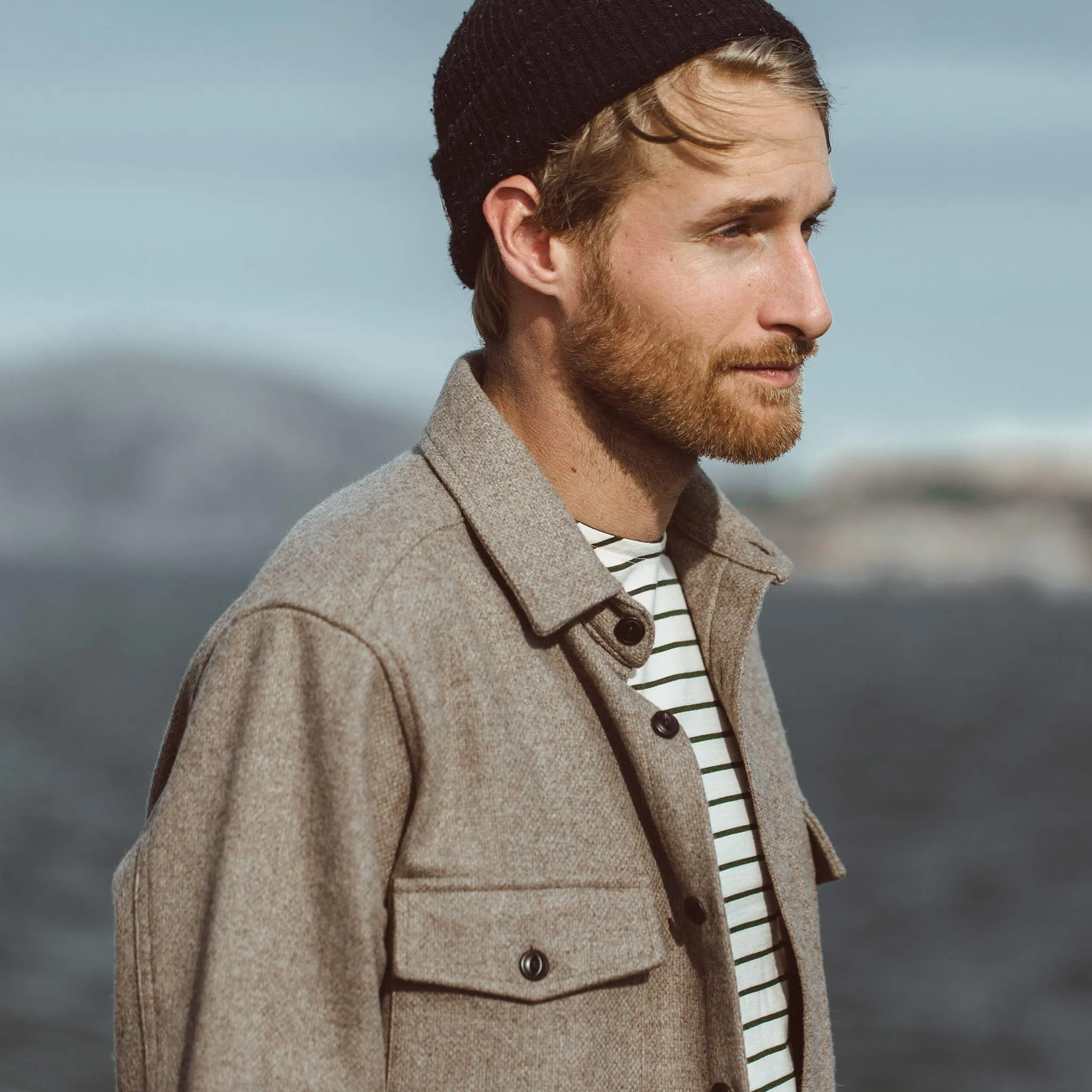 The Mercerized Merino Tee in Forest Stripe