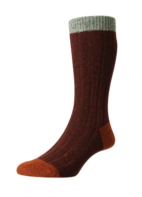 THORNHAM | Scott Nichol Merino Wool Socks | Maroon Fleck