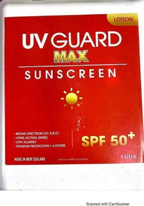 UV Guard Max SPF50  Sunscreen Lotion 1 LITRE