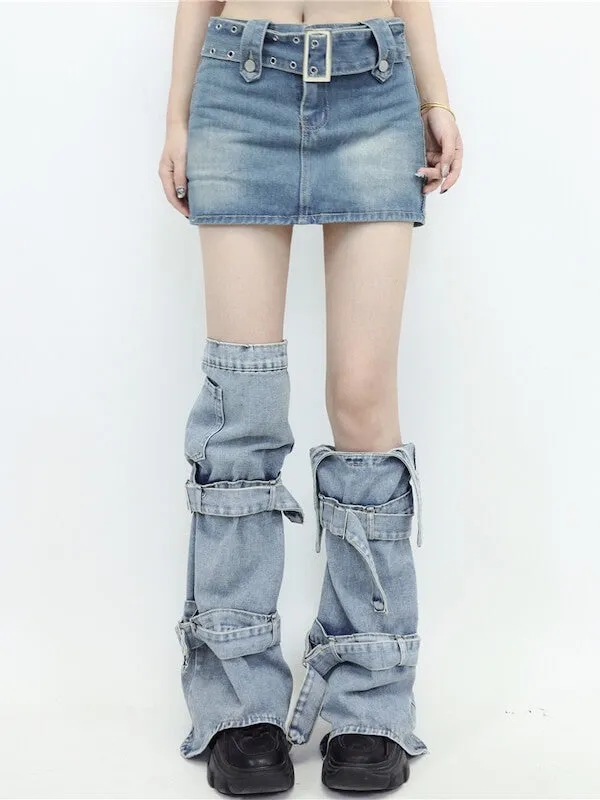 Y2k denim leg warmers