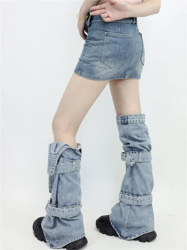 Y2k denim leg warmers