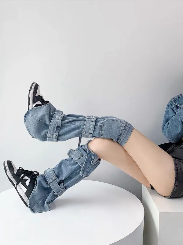 Y2k denim leg warmers