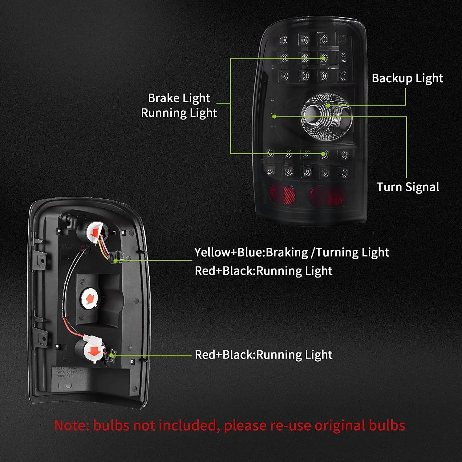YITAMOTOR® 2001-2006 Chevy Suburban / 02-06 Tahoe GMC Yukon LED Tail Lights Tail Lamps